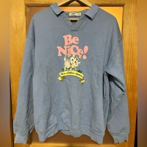 The Mayfair Group Be Nice! Periwinkle Blue Collared Crewneck Sweatshirt - M/L